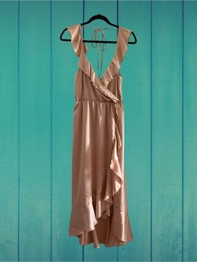 Designer MuMu M Golden Blush Ruffle prom Wedding Dress feminine